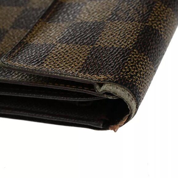 LOUIS VUITTON 3 Set Trifold Wallet Monogram Damier Ebene Leather Brown - Picture 4 of 9